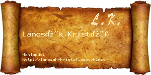 Lancsák Kristóf névjegykártya